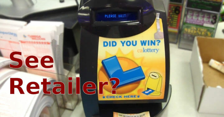 Lottery ticket scanner - see retailer
